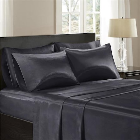 Madison Park Essentials Madison Park SHET20-172 Satin Solid Sheet Set - Black SHET20-172